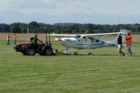 G-JABU @ EGCJ - Developed a puncture whilst taxying in at  Sherburn for the 2009 LAA Great Northern Rally - by Terry Fletcher