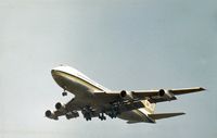 N701SW @ LHR - Boeing 747-245F of Seaboard World on final approach to London Heathrow in the Summer of 1976. - by Peter Nicholson