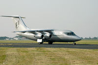 G-OFOA @ EGKB - G-OFOA, a BAE 146-100 taxies in at Biggin Hill Airport, Biggin Hill, Kent, U.K. 01/08/2004