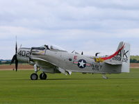 G-RADR @ EGSU - Douglas AD-4N Skyraider G-RADR Kenneth Aviation painted as US Navy 126933/AK402 - by Alex Smit