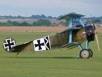 G-CDXR @ EGSU - Fokker Dr1 G-CDXR John Day painted as German Air Force 477/17 - by Alex Smit