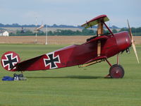 G-FOKK @ EGSU - Fokker Dr1 G-FOKK PD Ford painted as German Air Force 403/17 - by Alex Smit