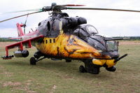 714 - Veszprém-Ujmajor temporary army helicopter base. The new painting, the hind representational sample. - by Attila Groszvald-Groszi