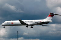 SE-RBE @ ESSA - Norwegian Air Shuttle Sweden MD-82 over the fence of Stockholm Arlanda. - by Henk van Capelle