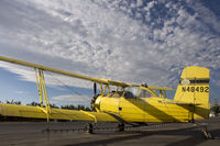 N48492 @ CA67 - Crop Duster Rear view with clouds at Westley, CA - by Larry Goodwin