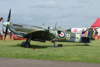 G-ASJV @ EGBG - Duxford Spitfire at Leicester - by Terry Fletcher