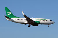 EZ-A009 @ EGBB - Turkmenistan Airlines B737 arrives at Birmingham UK on its delivery flight from Seattle Boeing Field via Goose Bay - by Terry Fletcher