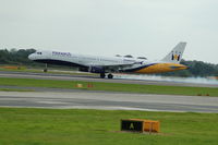 G-OZBU @ EGCC - Monarch - Airbus A321 - Landing - by David Burrell