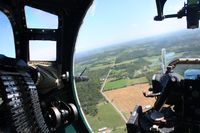N3193G - View of the Ohio countryside from Yankee Lady's bombardier perch at 2500'.