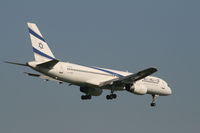4X-EBU @ EBBR - flight LY331 is descending to rwy 02