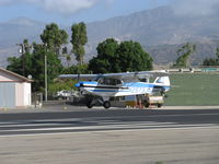 N2573J @ SZP - 1979 Piper PA-18-150 SUPER CUB, Lycoming O-320 150 Hp, near touchdown Rwy 22 - by Doug Robertson
