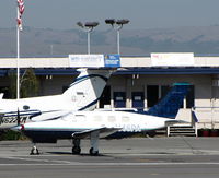 N46PA @ KSQL - Jet Blue-like tail colors on 1984 Piper PA-46-310P - by Steve Nation