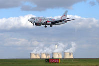 G-BVKB @ EGNX - BMI Baby B737 on finals to EMA - by Terry Fletcher