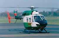 D-HMUM @ EDKB - MBB-Kawasaki BK-117B-2 of ADAC Luftrettung (EMS) - ex Bavarian Police, hence the colours - at Bonn-Hangelar airfield - by Ingo Warnecke