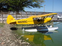 N929SC - Float-equipped 1978 Piper PA-18-150 at boat dock near Lakeport, CA - by Steve Nation