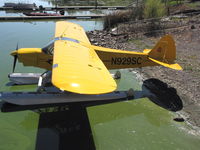 N929SC - Overhead shot of Float-equipped 1978 Piper PA-18-150 at boat dock near Lakeport, CA - by Steve Nation