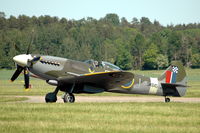 SE-BIN @ ESOW - Bertil Gerhardt taxies the Biltema-owned Spitfire after a display at Västerås Hässlö airport Sweden.
