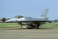 J-012 @ EHLW - Due to the missions flown over the Balkans in the early nineties all Dutch F-16's lost their colourful squadron markings. How grey they were... - by Joop de Groot