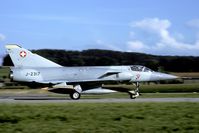 J-2317 @ LSMP - Rushing down the taxiway in the early morning light. One of the first Mirage IIIS fitted with canards. - by Joop de Groot