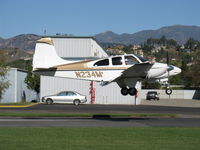 N234M @ SZP - 1963 Beech D95A TRAVEL AIR, two Lycoming IO-360-B1A 180 Hp each, landing Rwy 04 - by Doug Robertson