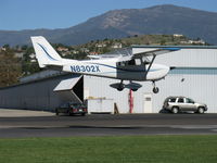 N8302X @ SZP - 1961 Cessna 172C, Continental O-300 145 Hp, flaps landing Rwy 04 - by Doug Robertson