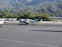 N1815L @ SZP - 1976 Beech 58P BARON, two Continental TSIO-520-LB1C 310 Hp each, air from turbosuperchargers pressurizes cabin to 3.6 psi differential, taxi - by Doug Robertson