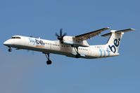 G-JECF @ EGNT - Bombardier DHC-8-402Q Dash 8 on approach to rwy 25 at Newcastle Airport, UK. - by Malcolm Clarke