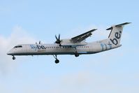 G-JEDV @ EGNT - Bombardier DHC-8-402Q Dash 8 on approach to rwy 25 at Newcastle Airport, UK. - by Malcolm Clarke