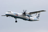 G-ECOM @ EGNT - Bombardier DHC-8-402Q Dash 8 on approach to rwy 25 at Newcastle Airport, UK. - by Malcolm Clarke