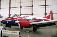 VP975 @ EGDT - De Havilland DH-104 Devon C2 at Wroughton, the Science Museum's big object store in Wiltshire in 1989.  - by Malcolm Clarke