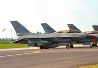 ET-208 @ MHZ - F-16B Falcon of Esk 727 Royal Danish Air Force on display at the 1988 Mildenhall Air Fete. - by Peter Nicholson