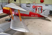 VH-ZIS @ YPPF - De Havilland DH-82A Tiger Moth II.  At The Classic Jets Fighter Museum, Parafield, South Australia. Built for the RAAF as A17-214. Sold in the civilian market, It was registered as VH-AQF with the Tasmanian Aero Club. It became VH-ZIS in 2001. - by Malcolm Clarke