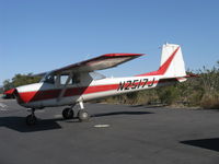 N2517J @ SZP - 1964 Cessna 150E, Continental O-200 100 Hp, in our hilly transient parking area next to the Santa Clara riverbank - by Doug Robertson