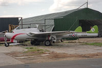 J-1167 @ EGTC - De Havilland Vampire FB6 (DH-100). Formerly Swiss Air Force J-1167, at Cranfield Airport, UK. - by Malcolm Clarke