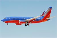N438WN @ LAS - N438WN landing at Las Vegas - by jlboone