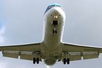 PH-OFB @ EGNT - Fokker 100 (F-28-0100) on finals to rwy 25 at Newcastle Airport, UK. - by Malcolm Clarke