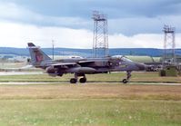 XX733 @ EGQS - Jaguar GR.1A of 6 Squadron awaiting take-off clearance at Lossiemouth in the Summer of 1992. - by Peter Nicholson