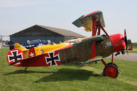 G-BVGZ @ EGCJ - Fokker DR-1 Triplane Replica at Sherburn-in-Elmet, UK. - by Malcolm Clarke