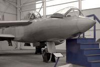 WK935 @ EGWC - Gloster Meteor Prone Pilot. The Aerospace Museum, RAF Cosford. Modified with an additional cockpit, to evaluate the potential advantages of pilots flying in the prone position. - by Malcolm Clarke