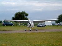 G-CBYZ @ EGBP - Tecnam P.92-EA Echo [PFA 318A-13984] Kemble~G 11/07/2004. Seen at the PFA Fly in 2004 Kemble UK. Reminds me of a face looking nose on with the prop spinner as the nose.  - by Ray Barber