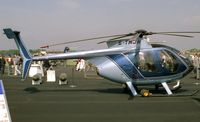G-TMJH @ EGLF - Hughes 369E at Farnborough Air Show 1988. - by Malcolm Clarke