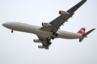 HB-JMA @ KORD - Swissair A340-313, SWR84T arriving from LSZH (Zurich) on 27L. - by Mark Kalfas