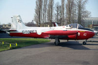 G-TORE @ EGTC - Hunting P-84 Jet Provost T3A at Cranfield Airfield in 1993 with its civil reg added. - by Malcolm Clarke