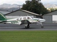 N1815L @ SZP - 1976 Beech 58P BARON, two Continental TSIO-520-LB1C 310 Hp each, air from turbosuperchargers pressurizes cabin to 3.6 psi differential, landing roll Rwy 04 - by Doug Robertson