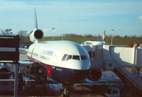 G-BHDI @ LGW - DC-10-30 of British Airways named Forest of Ae at the terminal gate at London Gatwick in January 1990. - by Peter Nicholson