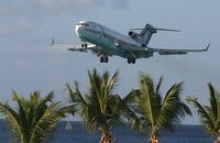 N905AJ @ TNCM - Amerijet 727 just clearing the palm trees befor landing at St Maarten - by Daniel Jef