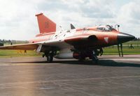 08 @ MHZ - J-35OE Draken of 1 Staffel Austrian Air Force on display at the Mildenhall Air Fete of 2000. - by Peter Nicholson