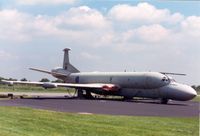 XV263 @ FINNINGLEY - The Nimrod AEW.3 project was cancelled in December 1986 and this example was used by the Engineering Squadron at RAF Finningley when seen there in May 1988. - by Peter Nicholson