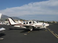 N68BB @ SZP - 1981 Beech 58P BARON, two Continental TSIO-520-WB turbosupercharged 325 Hp each, pressurization differential gives cabin altitude of 9,200 feet at 21,000 feet airplane altitude, cruise speed 277 mph-max near 300 mph - by Doug Robertson