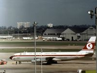 TC-JBD @ LHR - Boeing 707-121B of Turkish airline THY on push-back for departure from Heathrow in September 1974. - by Peter Nicholson